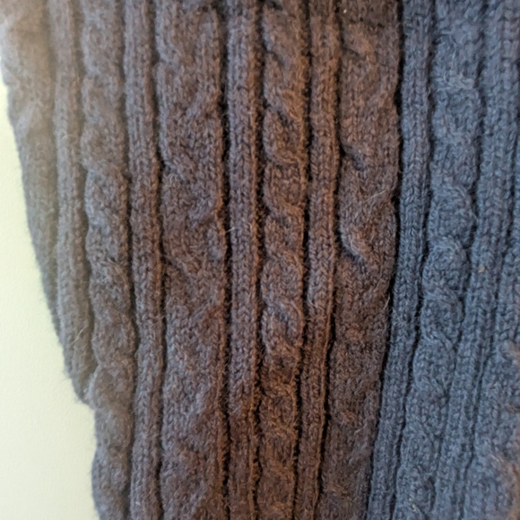 Eddie Bauer Mens Navy Sweater 100% wool Crew Neck Cable Knit - Picture 4 of 8